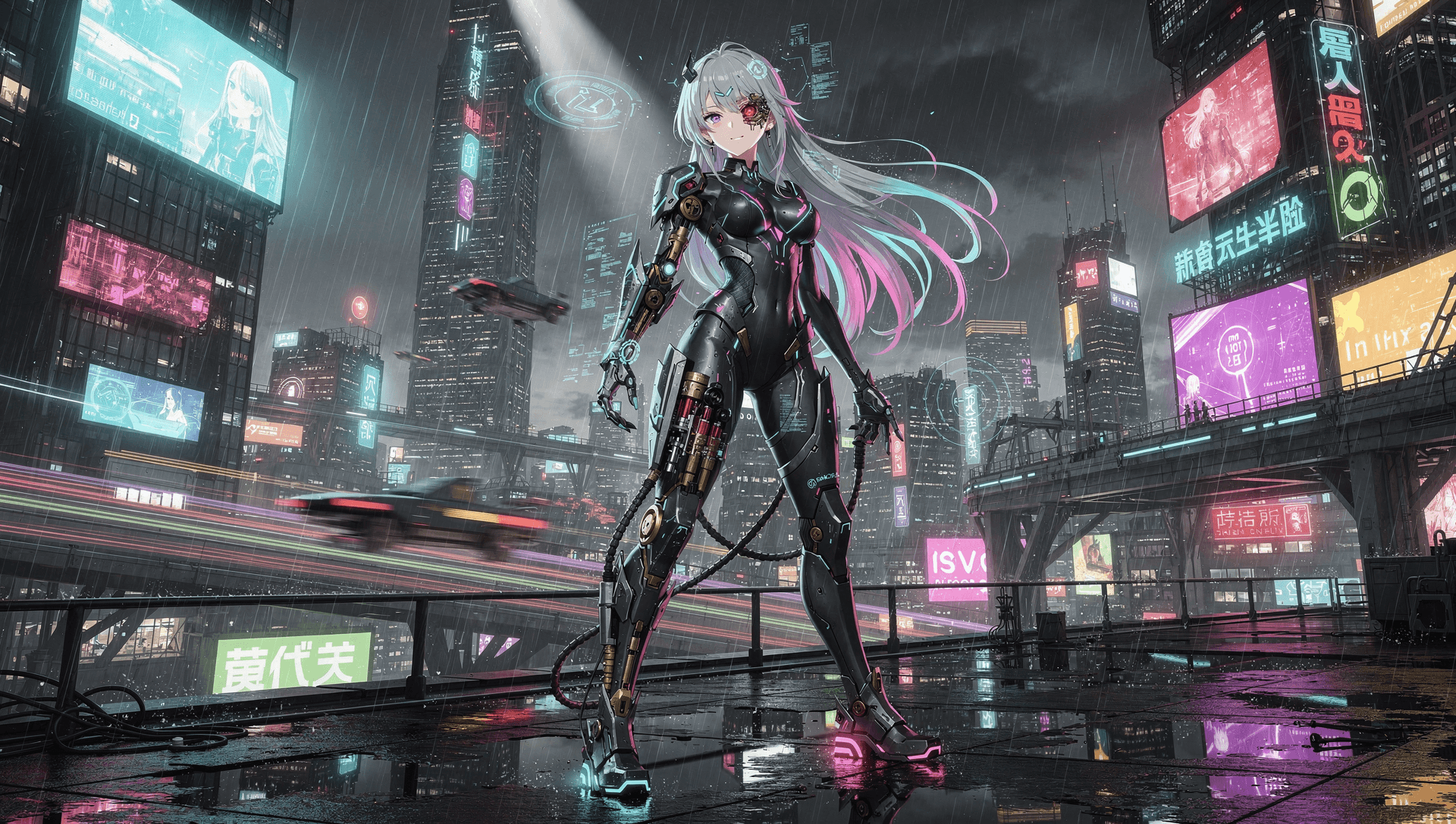 Neon Ghost in the Rain